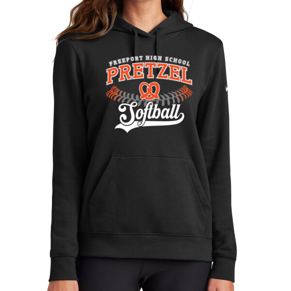 Freeport Pretzel Softball 2026 Logo 1 - Women's Club Fleece Sleeve Swoosh Pullover Hoodie Thumbnail