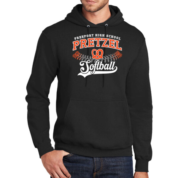 Freeport Pretzel Softball 2026 Logo 1 - Tall Core Fleece Pullover Hooded Sweatshirt Thumbnail