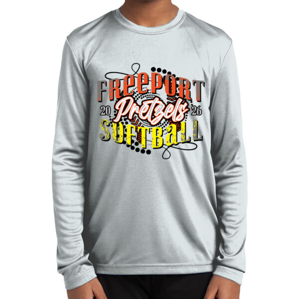 Freeport Pretzel Softball 2026 Logo 3 - Youth Long Sleeve PosiCharge ® Competitor Tee Thumbnail