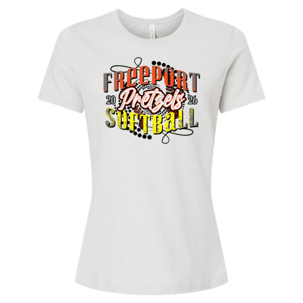 Freeport Pretzel Softball 2026 Logo 3 - Women’s Relaxed Fit Heather CVC Tee Thumbnail