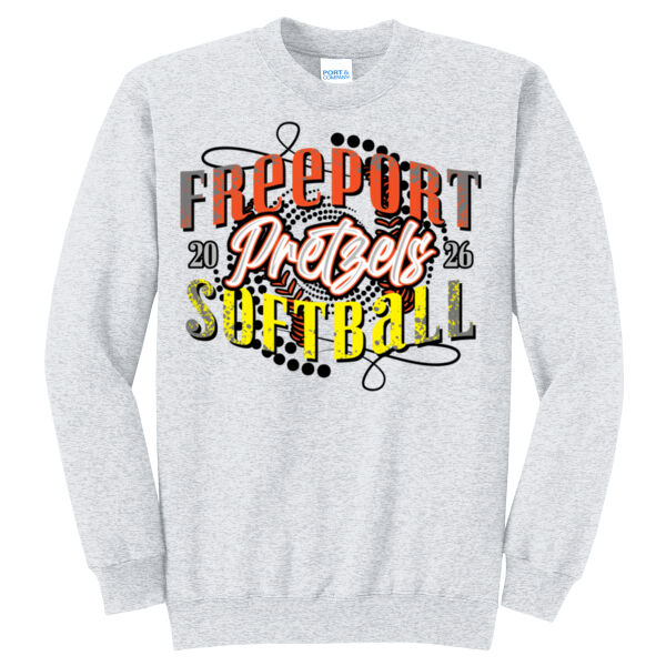 Freeport Pretzel Softball 2026 Logo 3 - Core Fleece Crewneck Sweatshirt Thumbnail
