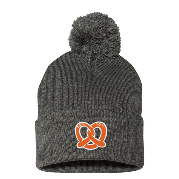 Freeport Pretzel Softball 2026 Embroidered  - 12" Pom-Pom Cuffed Beanie Thumbnail